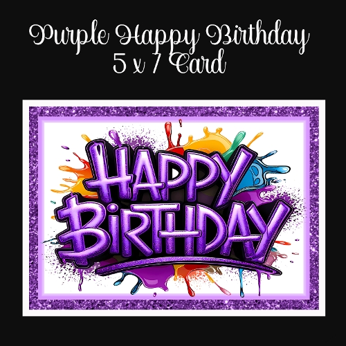 Purple Happy Birthday 5 x 7 Card 
