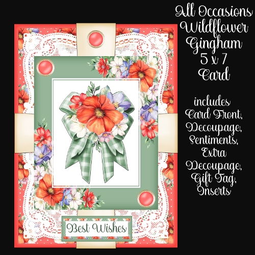 All Occasions Wildflower Gingham 5 x 7 Card