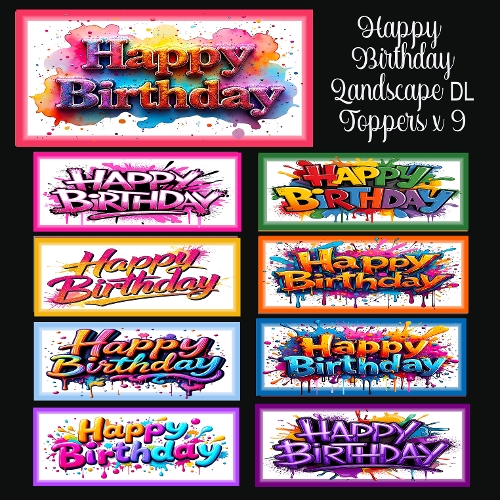 Happy Birthday Landscape DL Toppers X 9 