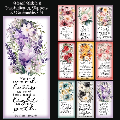 Floral Bible & Inspiration DL Toppers Or Bookmarks