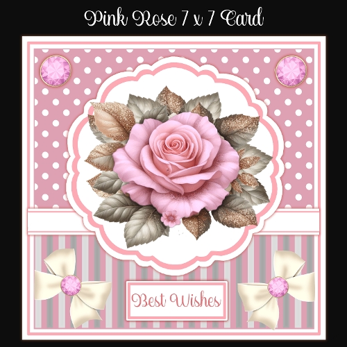 Pink Rose 7 x 7 Card