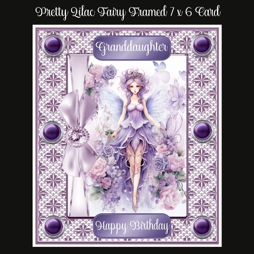Pretty Lilac Framed Fairy 7 x 6 Card