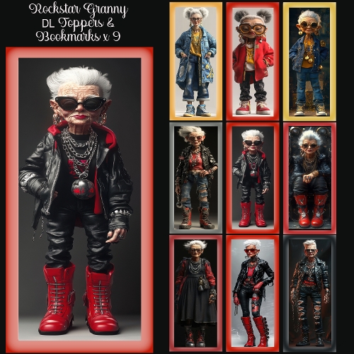 Rockstar Granny DL Toppers & Bookmarks x 9