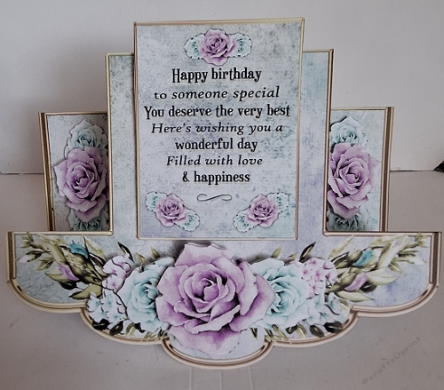Lilac & Turquoise Roses Birthday Stepper Card