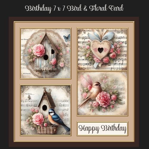 Birthday 7 x 7 Bird & Floral Card