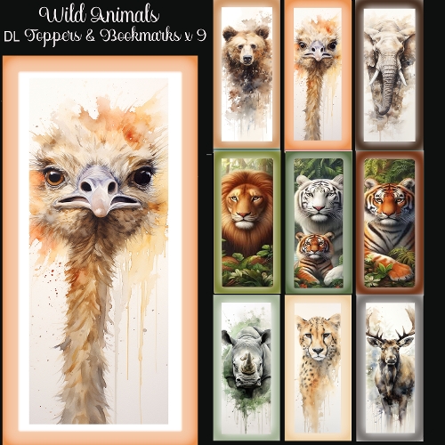 Wild Animals DL Toppers & Bookmarks x 9 