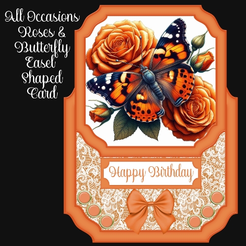 All Occasions Roses & Butterfly Easel Shaped Card