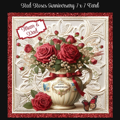 Red Roses Anniversary 7 x 7 Card