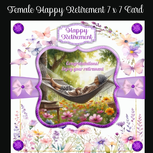 Female Happy Retirement 7 x 7 Card