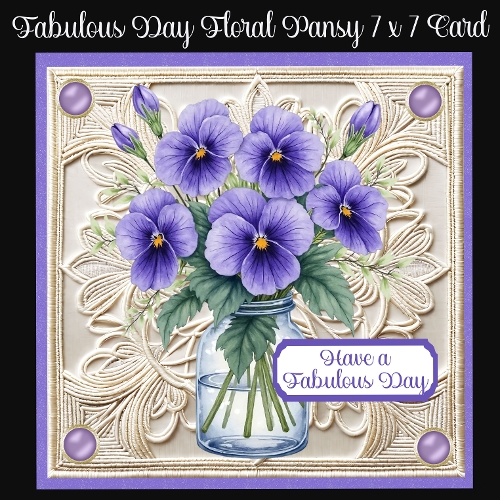 cup1388639_2474 - Fabulous Day Floral Pansy 7 x 7 Card