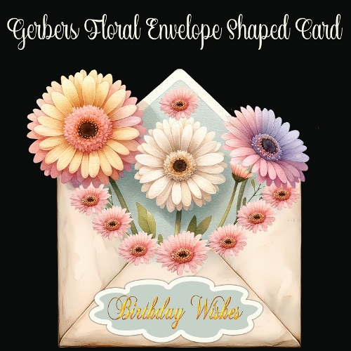 Gerbers Floral Envelope Shaped Card