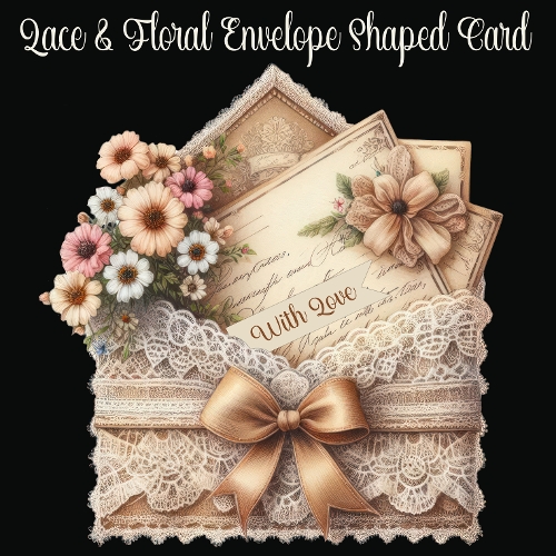 Lace & Floral Envelope Shaped Card 