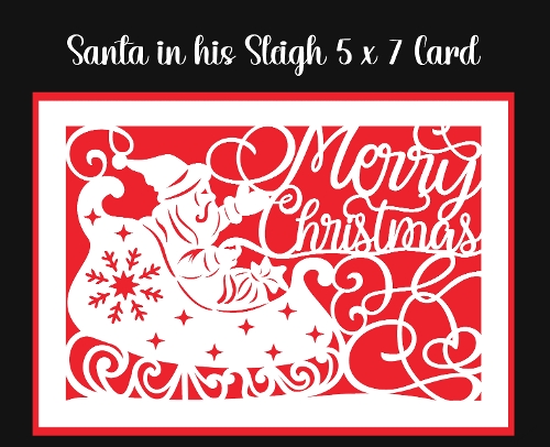 Santa In His Sleigh 5 x 7 Card