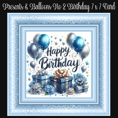Presents & Balloons No 2 Birthday 7 x 7 Card