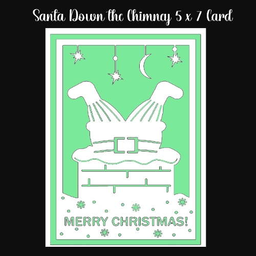 Santa Down The Chimney 5 x 7 Card