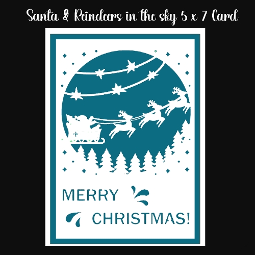 Santa & Reindeers In The Sky 5 x 7 Card