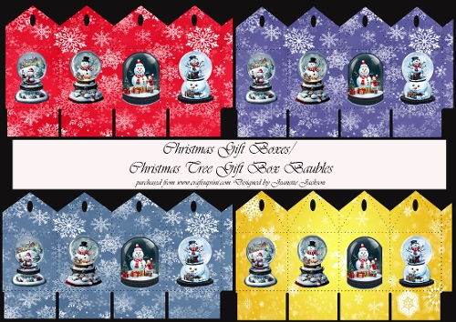 Christmas Snowglobe Gift Boxes/Tree Bauble Gift Boxes x 4 