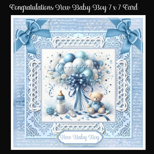 Congratulations New Baby Boy 7 x 7 Card