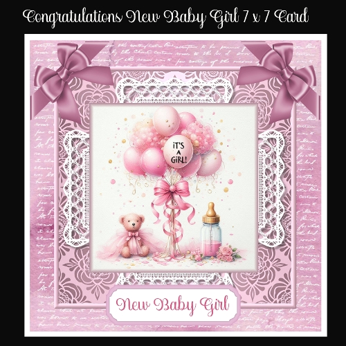 Congratulations New Baby Girl 7 x 7 Card