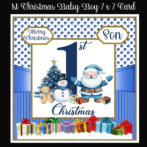 1st Christmas Baby Boy 7 x 7 Card