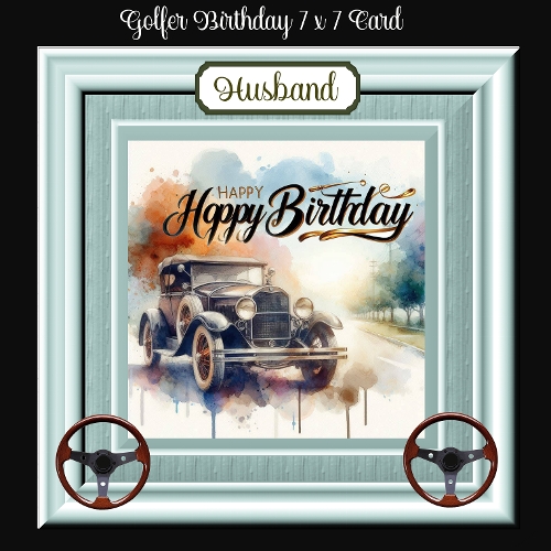 Old Car Birthday 7 x 7 Card