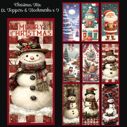 Christmas Mix DL Toppers OR Bookmarks x 9