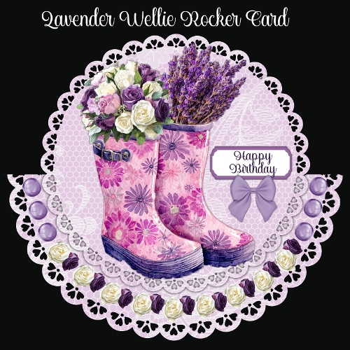 Lavender Wellies Rocker Card
