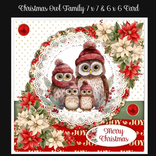 Christmas Owl Family 7 x 7 and 6 x 6 Cards