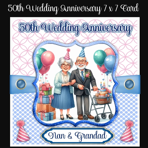 50th Wedding Anniversary 7 x 7 Card