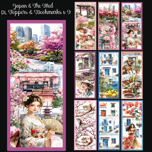 Japan & The Med DL Toppers & Bookmarks x 9 