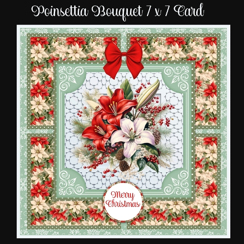 Poinsettia Bouquet 7 x 7 Card Christmas/Birthday