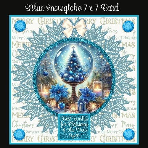 Blue Snowglobe 7 x 7 Card