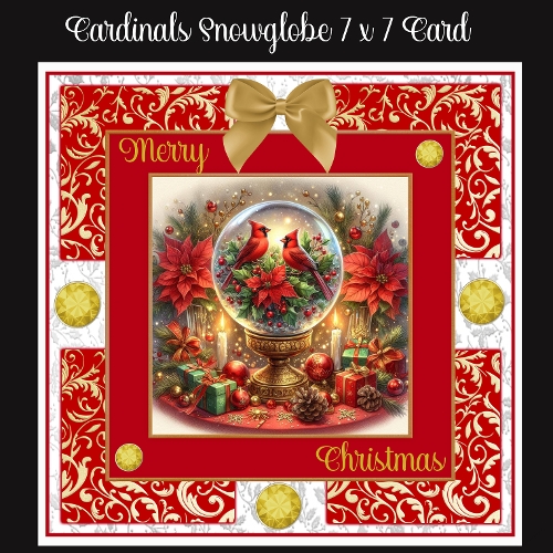 Cardinals Snowglobe 7 x 7 Card