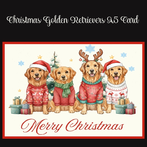 cup1408142_2474 - Christmas Golden Retrievers A5 Card