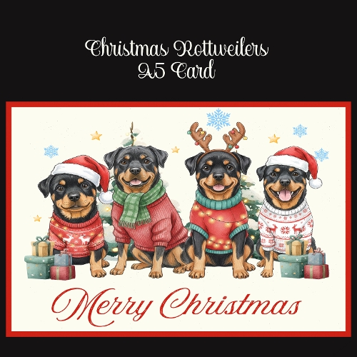 Christmas Rottweilers A5 Card