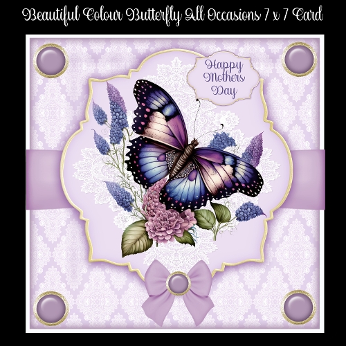 Beautiful Colour Butterfly All Occasions 7 x 7 Card