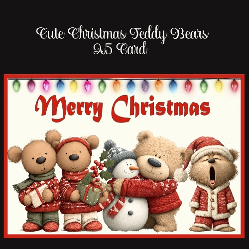 Cute Christmas Teddy Bears A5 Card