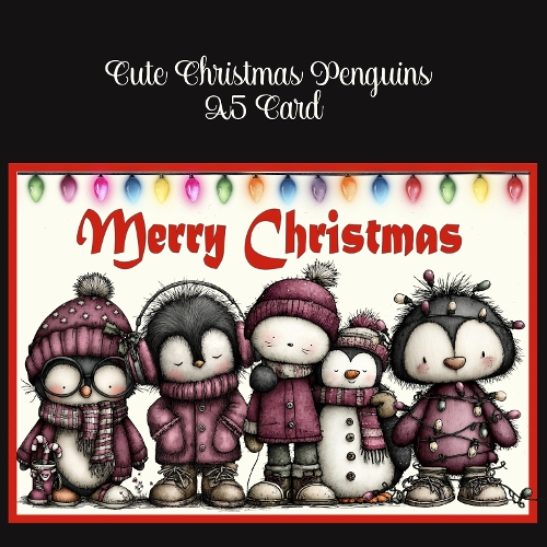 Cute Christmas Penguins A5 Card