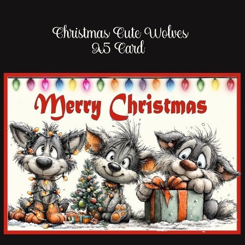 Christmas Cute Wolves A5 Card