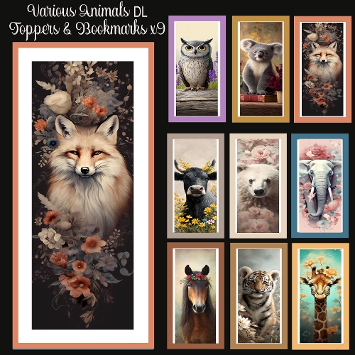 Various Animals DL Toppers & Bookmarks x 9 