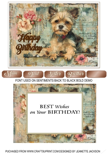 No 3 Cute Dog 5 x 7 Birthday Card