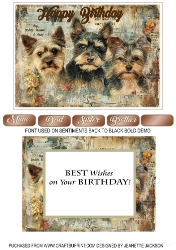 No 8 Cute Dog 5 x 7 Birthday Card