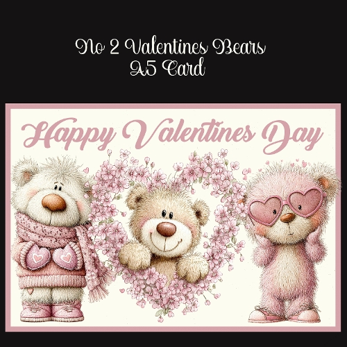 No 2 Valentines Bears A5 Card