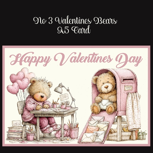 No 3 Valentines Bears A5 Card