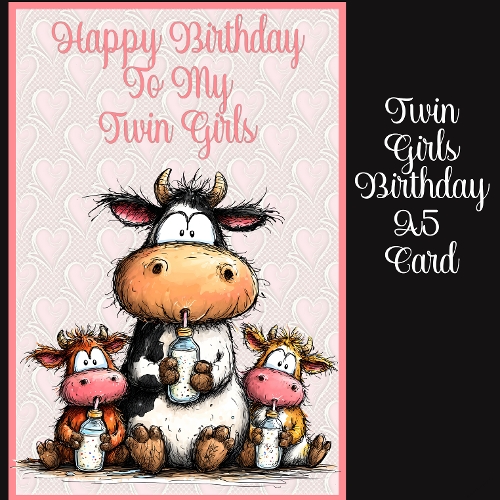Twin Girls Birthday A5 Card