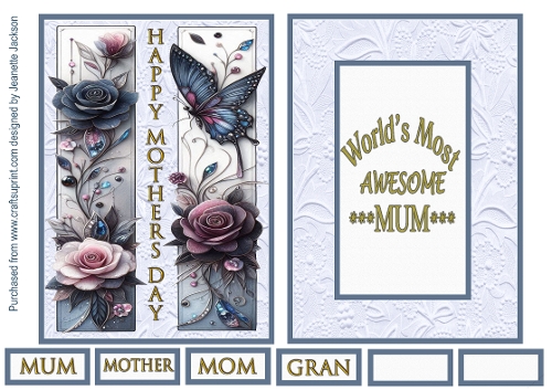 Mothers Day 5 x 7 Roses & Butterfly Card