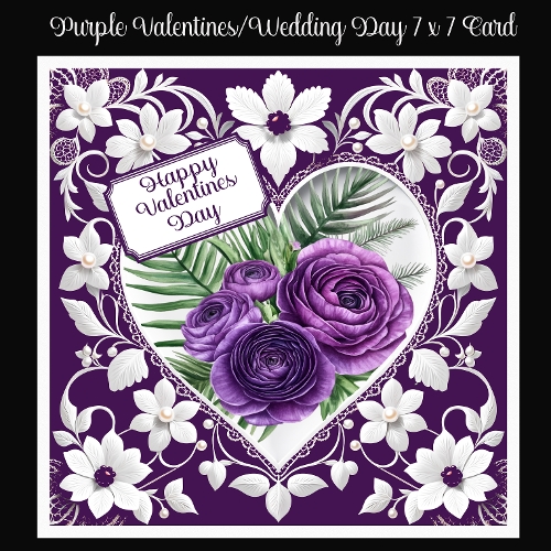 Purple Valentines or Wedding 7 x 7 Card