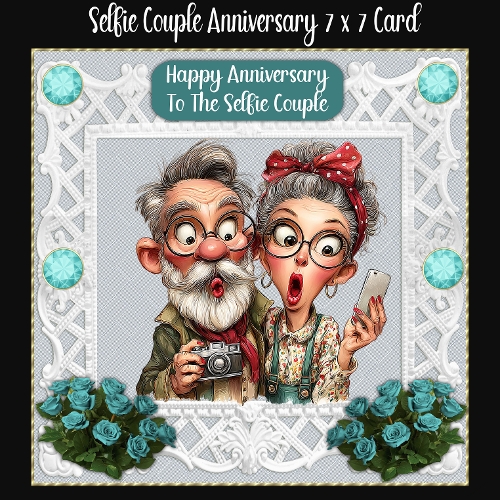 Selfie Couple Anniversary 7 x 7 Card