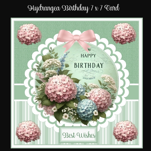 Hydrangea Birthday 7 x 7 Card
