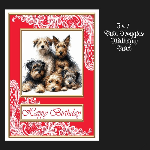 5 x 7 Cute Doggies Birthday Card